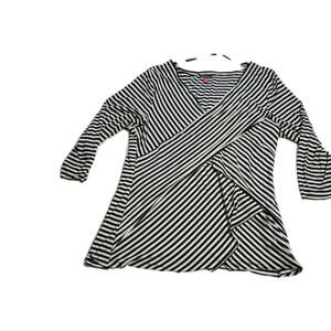Vince Camuto Women's XL Black & White Striped Long Sleeve Tunic Top